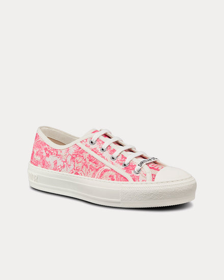 Dior Walk'n'Dior Peony Pink Toile de Jouy Embroidered Cotton Low Top Sneakers - 2