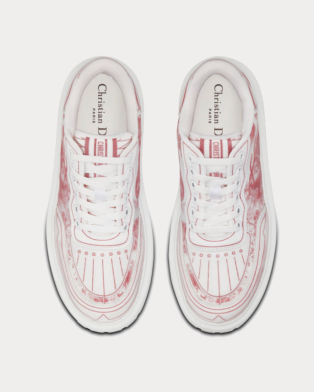 Dior Addict Raspberry Toile de Jouy Technical Fabric Low Top Sneakers Sneak in Peace