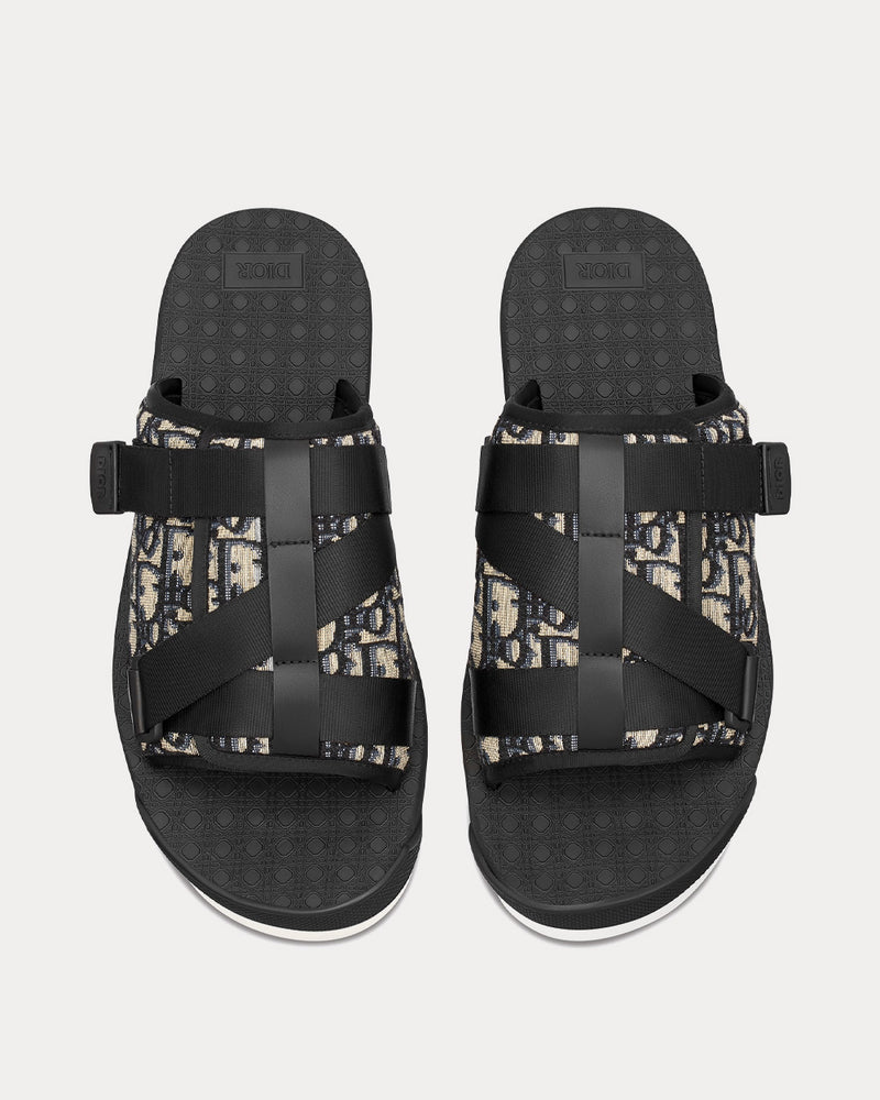 Dior Men's Alpha Sandal Beige and Black Dior Oblique