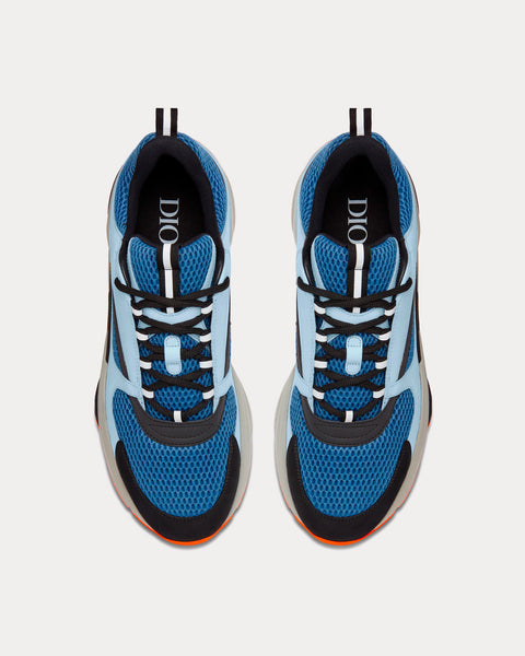 B22 Blue Technical Mesh with Light Blue Smooth Calfskin Low Top Sneakers