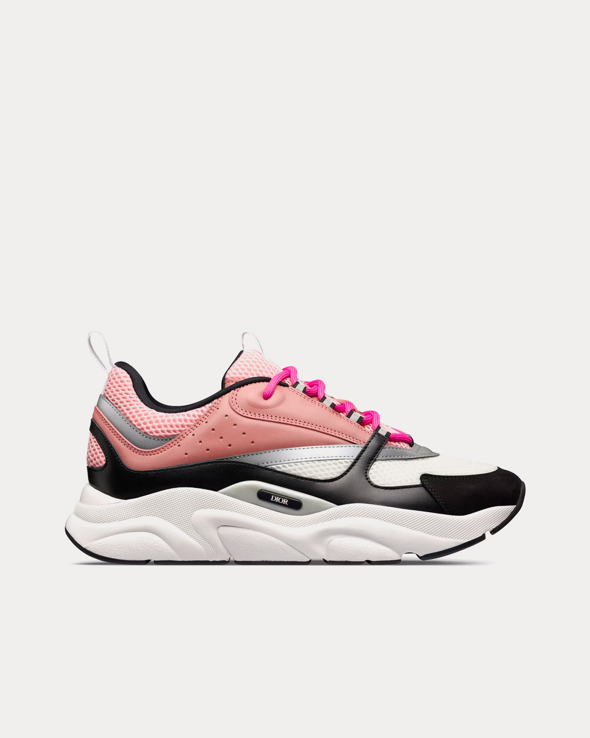 B22 Pink and White Technical Mesh with Pink and Black Calfskin Low Top  Sneakers