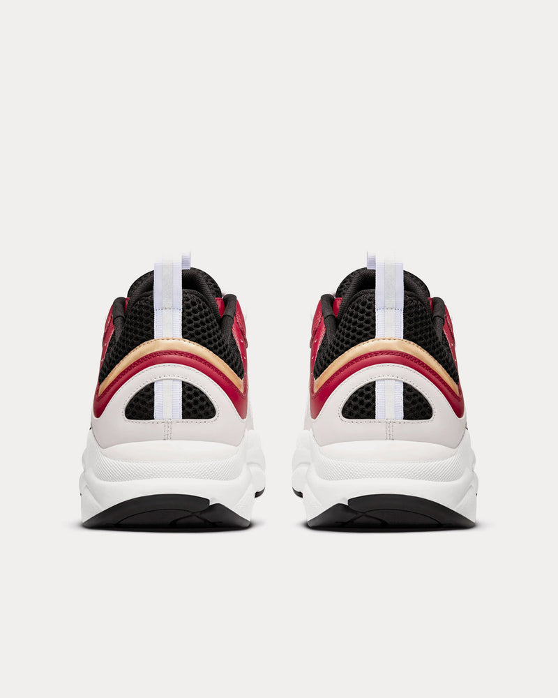 Dior B22 White and Black Technical Mesh with Burgundy, White and Gold-Tone Calfskin Low Top Sneakers - 4
