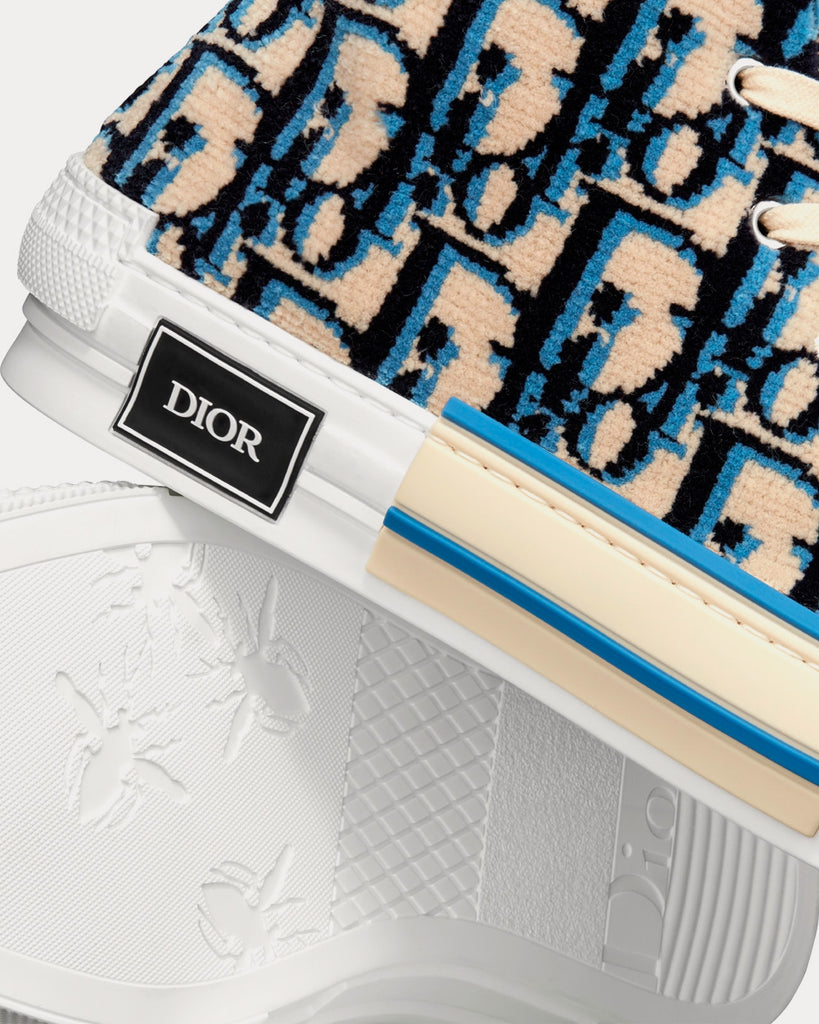 Dior B23 Beige Black and Navy Blue Dior Oblique Tapestry High Top