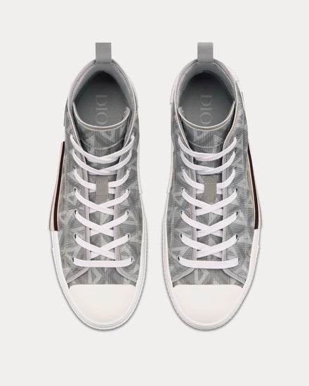 Dior Men's B23 Dior Gray CD Diamond Canvas High Top Sneakers
