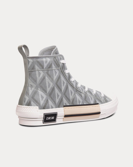 Dior Men's B23 Dior Gray CD Diamond Canvas High Top Sneakers