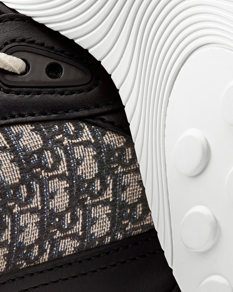 Dior B25 Black Smooth Calfskin and Beige and Black Dior Oblique Jacquard Low Top Sneakers