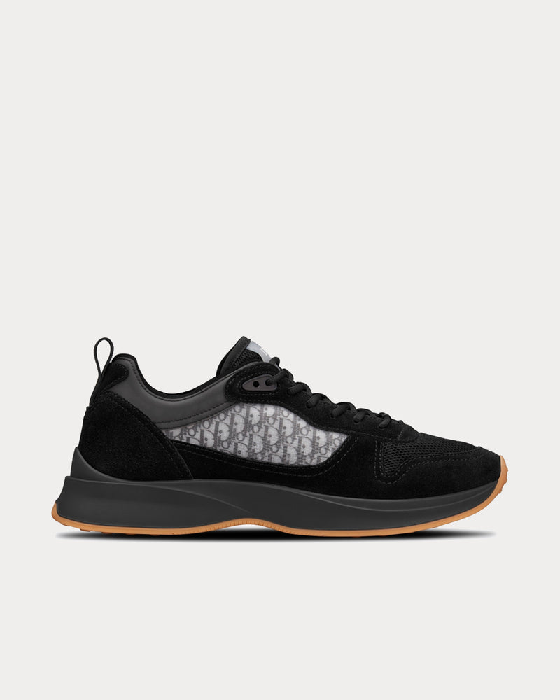 Dior Men's B25 Runnner Black Dior Oblique Canvas and Suede Low Top