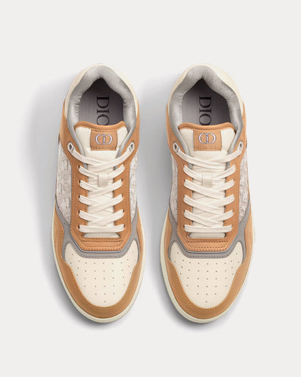 Dior B27 Beige and Cream Smooth Calfskin with Cream Dior Oblique Jacquard Low Top Sneakers - 2