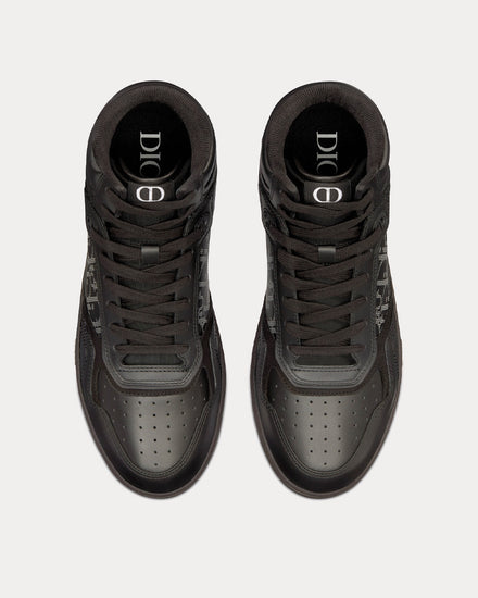 Dior B27 Black Dior Oblique Galaxy Leather with Smooth Calfskin and Suede High Top Sneakers - 2