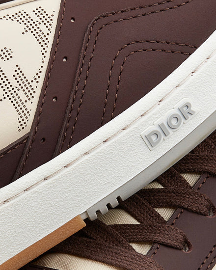 Dior B27 Brown Nubuck Calfskin and White Dior Oblique Galaxy Leather Low Top Sneakers - 5