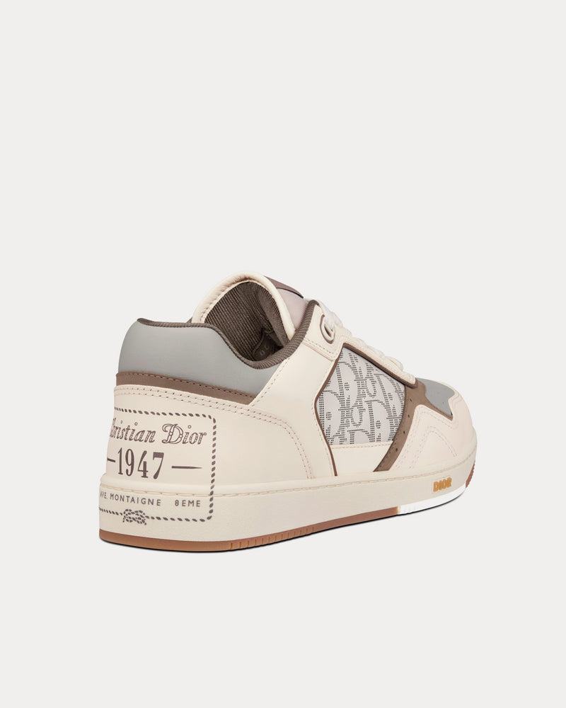 Dior B27 Cream & Greige Smooth Calfskin with 'Christian Dior 1947' Low Top Sneakers - 4