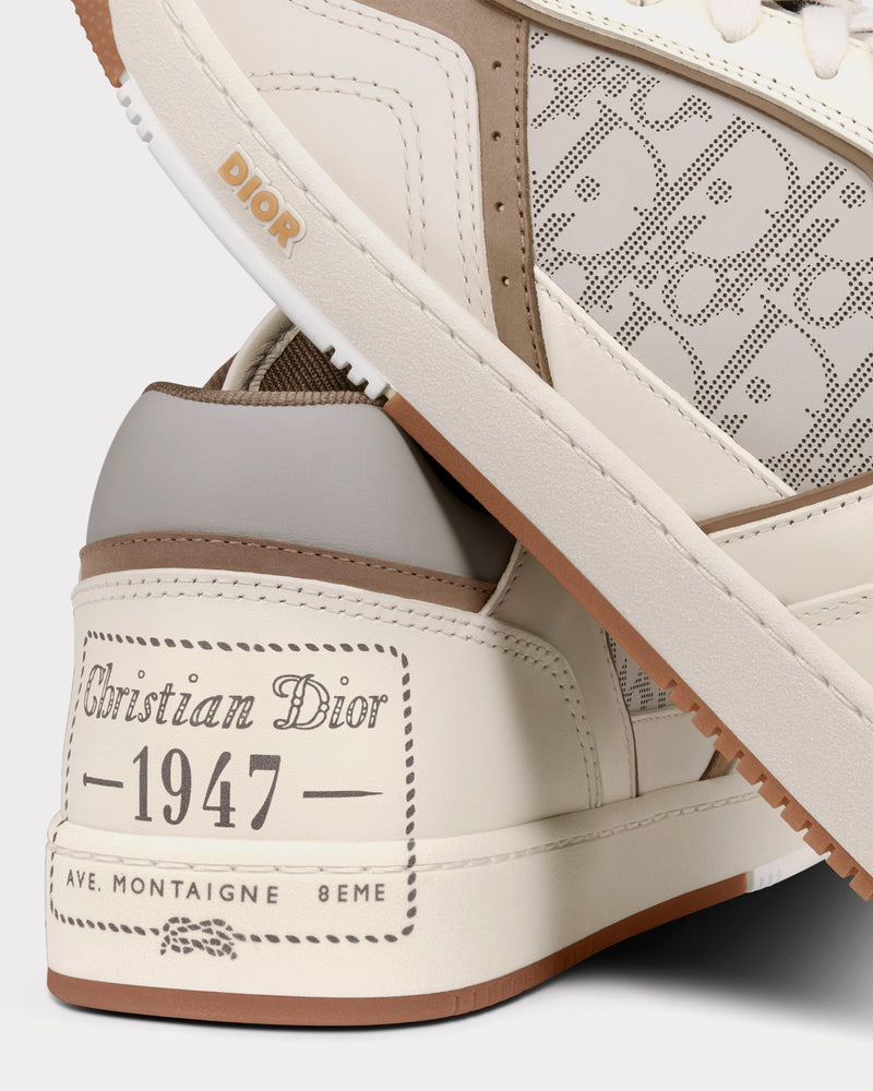 Dior B27 Cream & Greige Smooth Calfskin with 'Christian Dior 1947' Low Top Sneakers - 5