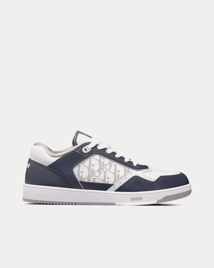Dior B27 Smooth Calfskin with Dior Oblique Jacquard Deep Blue / White Low Top Sneakers - 1