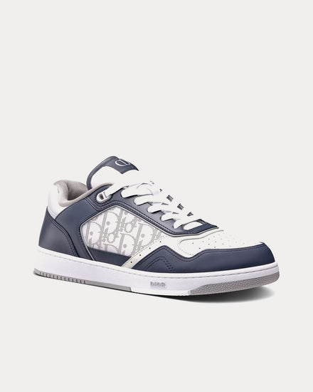 Dior B27 Smooth Calfskin with Dior Oblique Jacquard Deep Blue / White Low Top Sneakers - 3