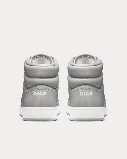 Dior B27 Dior Gray Smooth Calfskin and CD Diamond Canvas High Top Sneakers - 3