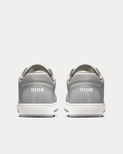 B27 Dior Gray Smooth Calfskin and CD Diamond Canvas Low Top Sneakers