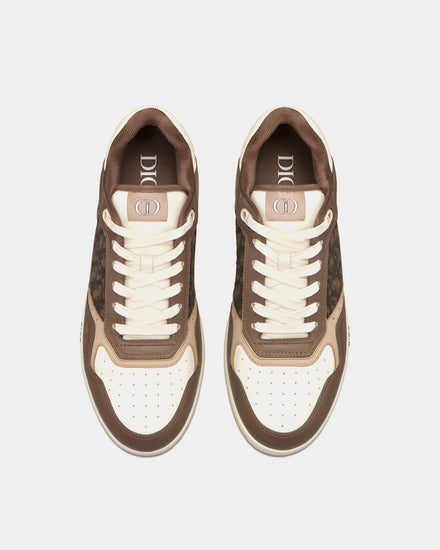 Dior B27 Ebony, Cream and White Smooth Calfskin with Ebony and Black Dior Oblique Jacquard Low Top Sneakers - 2
