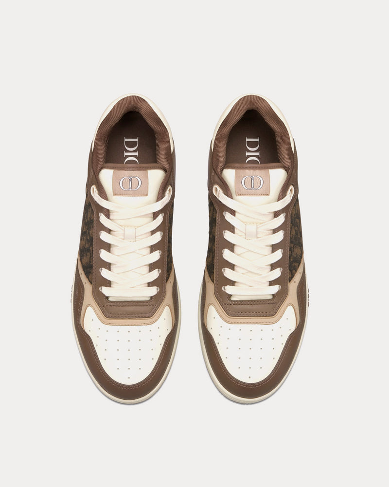 Dior B27 Ebony, Cream and White Smooth Calfskin with Ebony and Black Dior Oblique Jacquard Low Top Sneakers - 2
