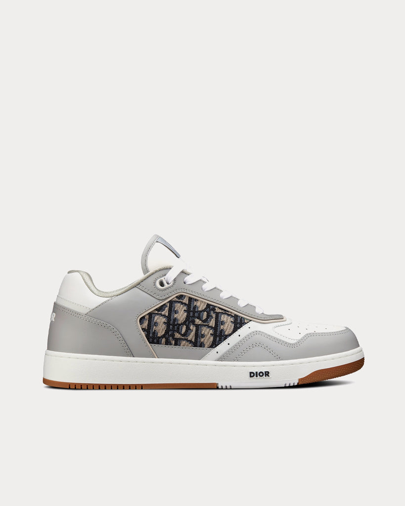 B33 Sneaker Gray and White Dior Oblique Jacquard and Blue Suede