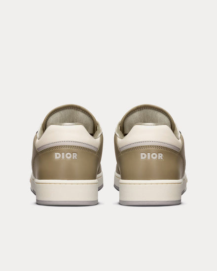 Dior B27 Khaki and Cream Smooth Calfskin with Cream Dior Oblique Galaxy Leather Low Top Sneakers - 4