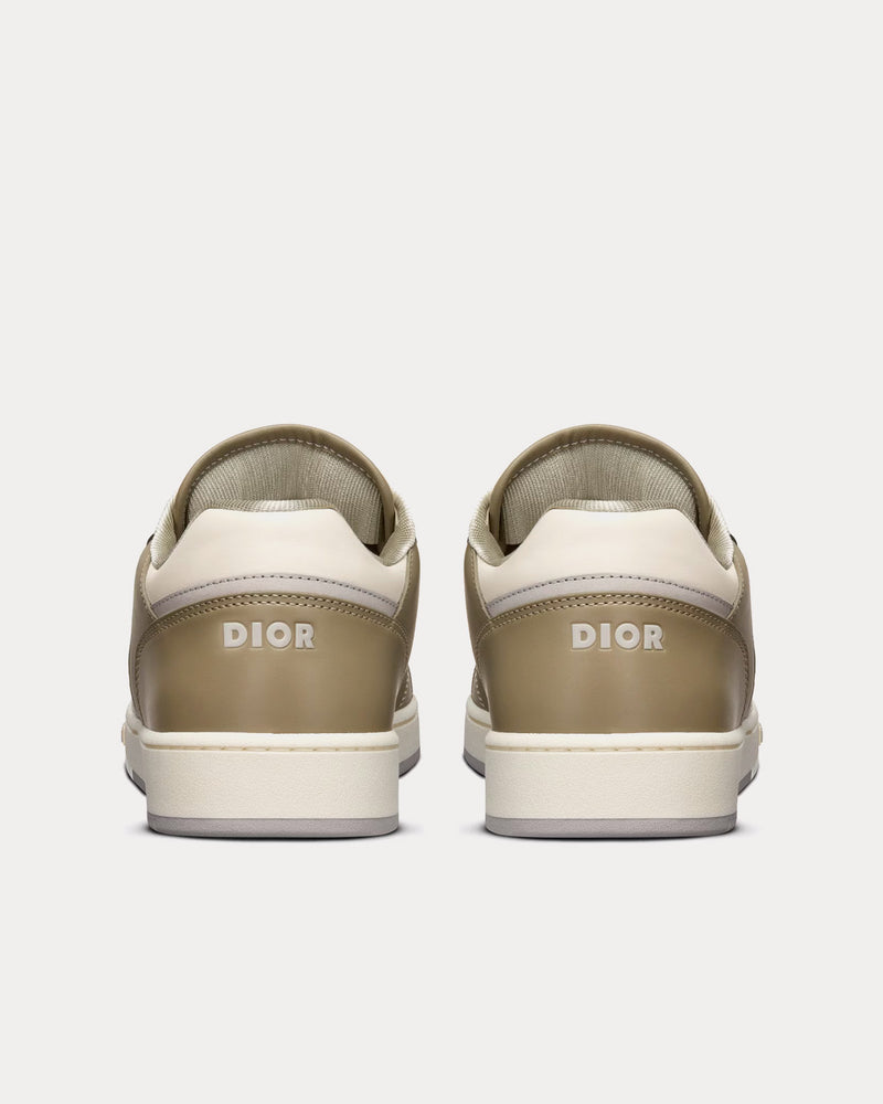 Dior B27 Khaki and Cream Smooth Calfskin with Cream Dior Oblique Galaxy Leather Low Top Sneakers - 4