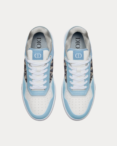 B27 Light Blue, White and Dior Gray Smooth Calfskin with Beige and Black Dior Oblique Jacquard Low Top Sneakers