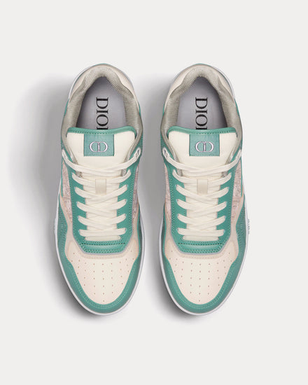 Dior B27 Turquoise and Cream Smooth Calfskin and Cream Dior Oblique Jacquard Canvas Low Top Sneakers - 2