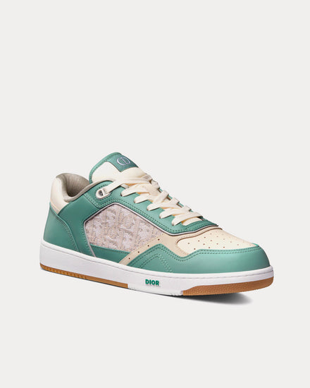 Dior B27 Turquoise and Cream Smooth Calfskin and Cream Dior Oblique Jacquard Canvas Low Top Sneakers - 4