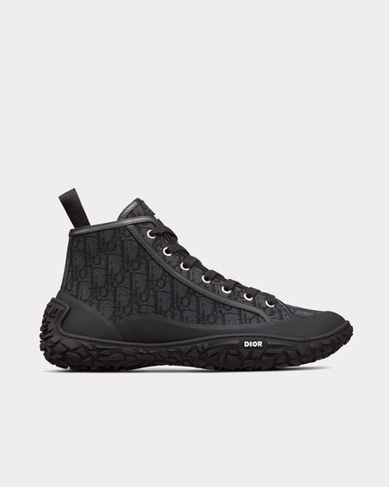 Dior B28 Black Dior Oblique Jacquard and Rubber High Top Sneakers - 1
