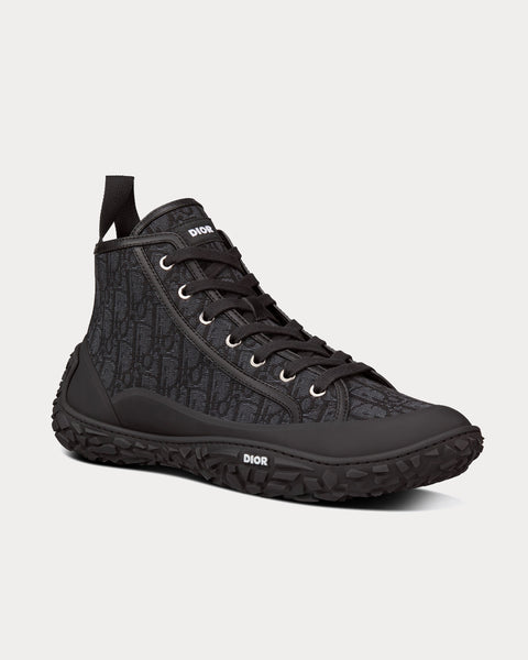 Dior B28 Black Dior Oblique Jacquard and Rubber High Top Sneakers