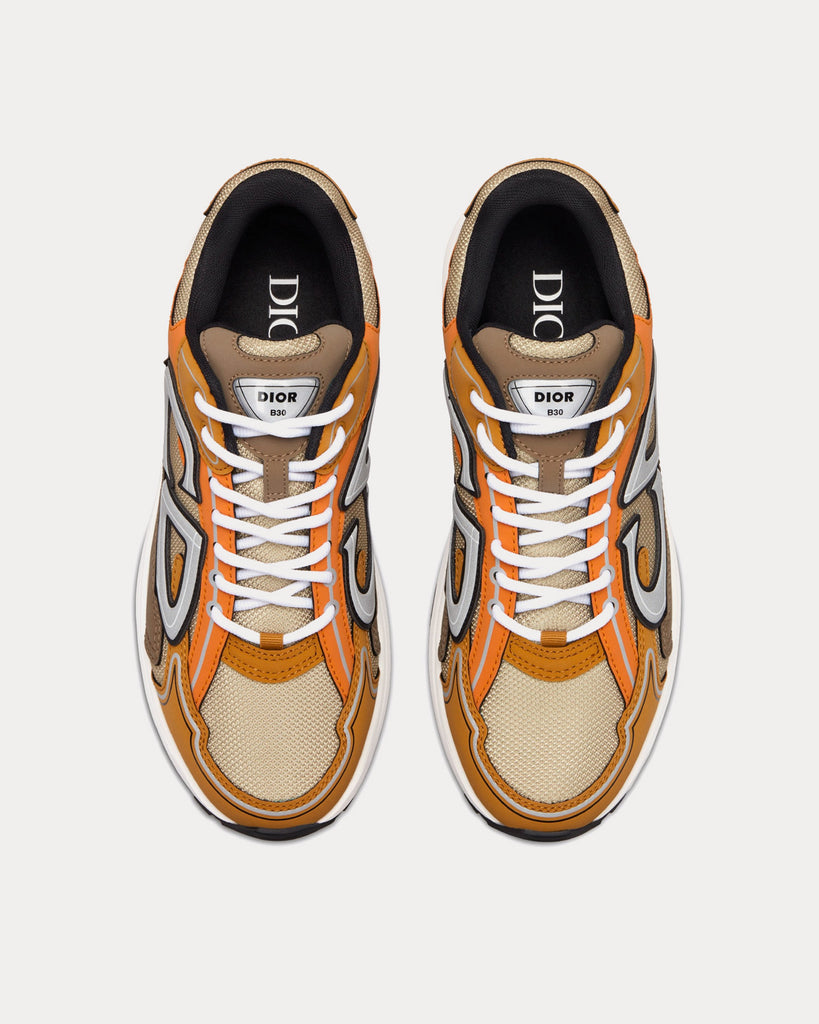 Dior B30 Cream Mesh with Orange and Brown Technical Fabric Low Top
