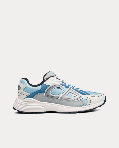 B30 Light Blue Mesh and Dior Gray, White and Blue Technical Fabric Low Top Sneakers
