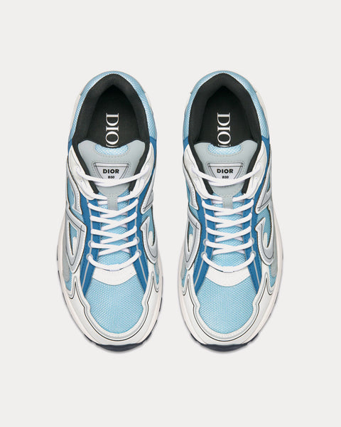 B30 Light Blue Mesh and Dior Gray, White and Blue Technical Fabric Low Top Sneakers