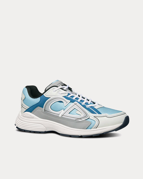 B30 Light Blue Mesh and Dior Gray, White and Blue Technical Fabric Low Top Sneakers