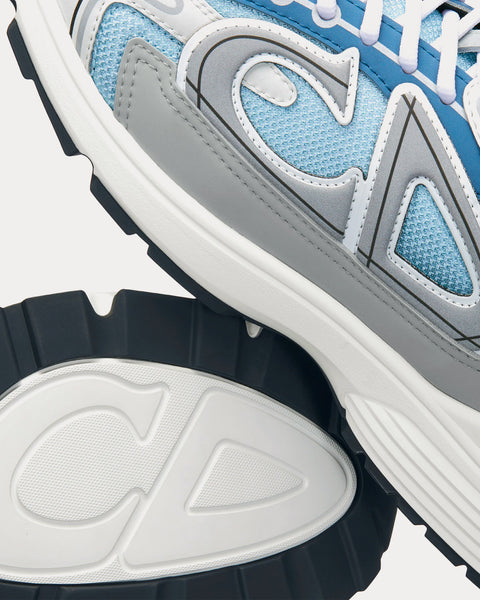 B30 Light Blue Mesh and Dior Gray, White and Blue Technical Fabric Low Top Sneakers