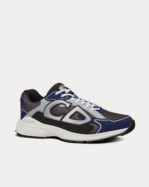 B30 Anthracite Gray Mesh and Black, Blue and Dior Gray Technical Fabric Low Top Sneakers
