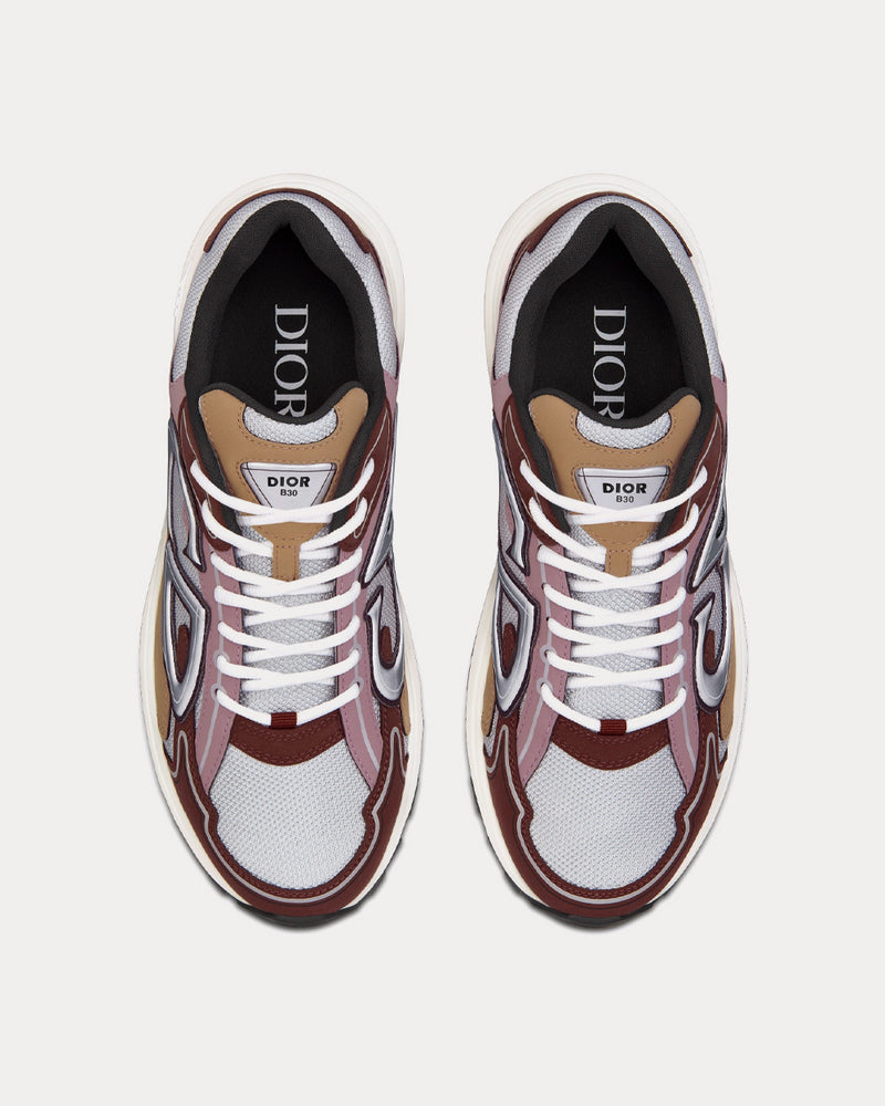 Dior B30 White Mesh and Brown and Beige Technical Fabric Low Top Sneakers - 2
