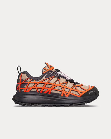 Dior B31 Runner Technical Mesh & Rubber with Warped Cannage Motif Beige / Orange / Black Low Top Sneakers - 1
