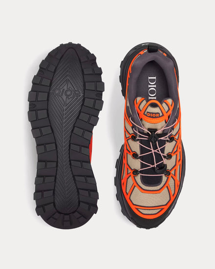 Dior B31 Runner Technical Mesh & Rubber with Warped Cannage Motif Beige / Orange / Black Low Top Sneakers - 2