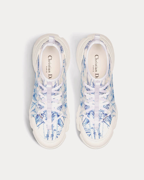 D-Connect Blue Multicolor Technical Fabric with Rêve d'Infini Print Low Top Sneakers