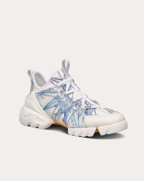 D-Connect Blue Multicolor Technical Fabric with Rêve d'Infini Print Low Top Sneakers