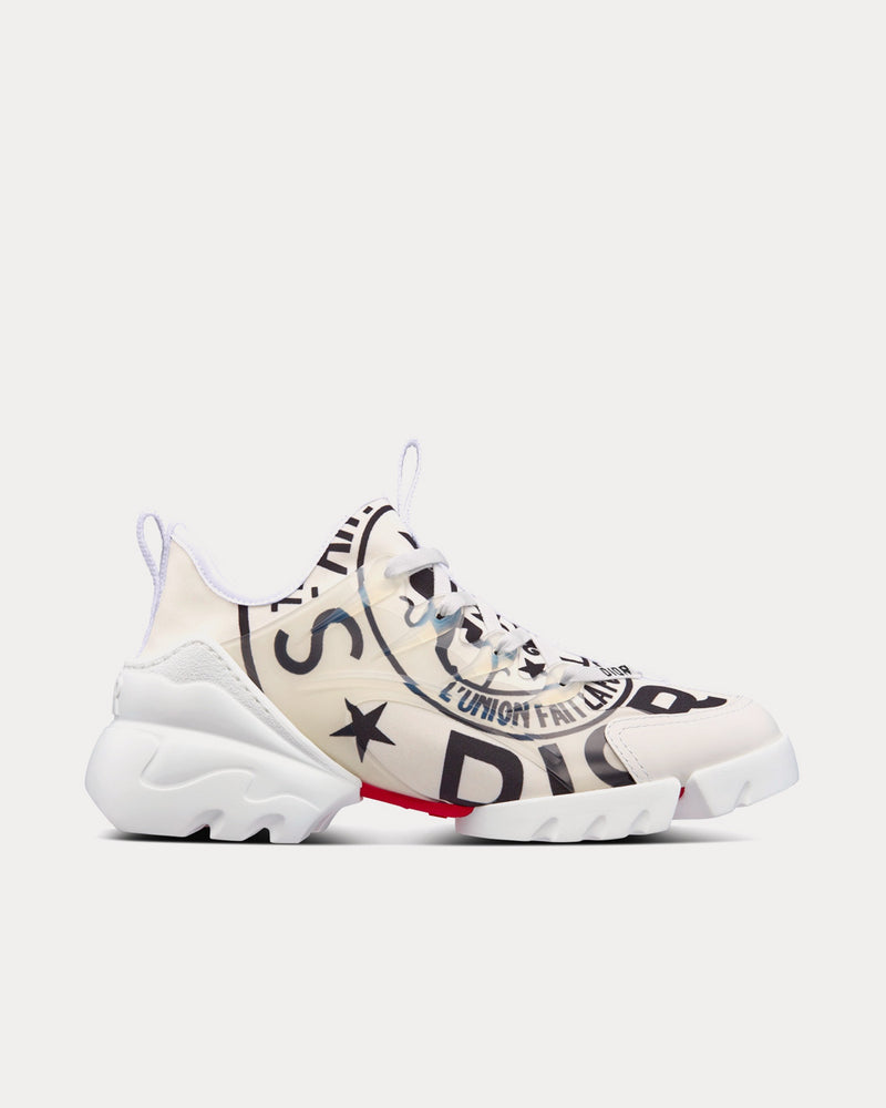 Dior D-Connect White Technical Fabric with Dior Union Print Low Top Sneakers - 1