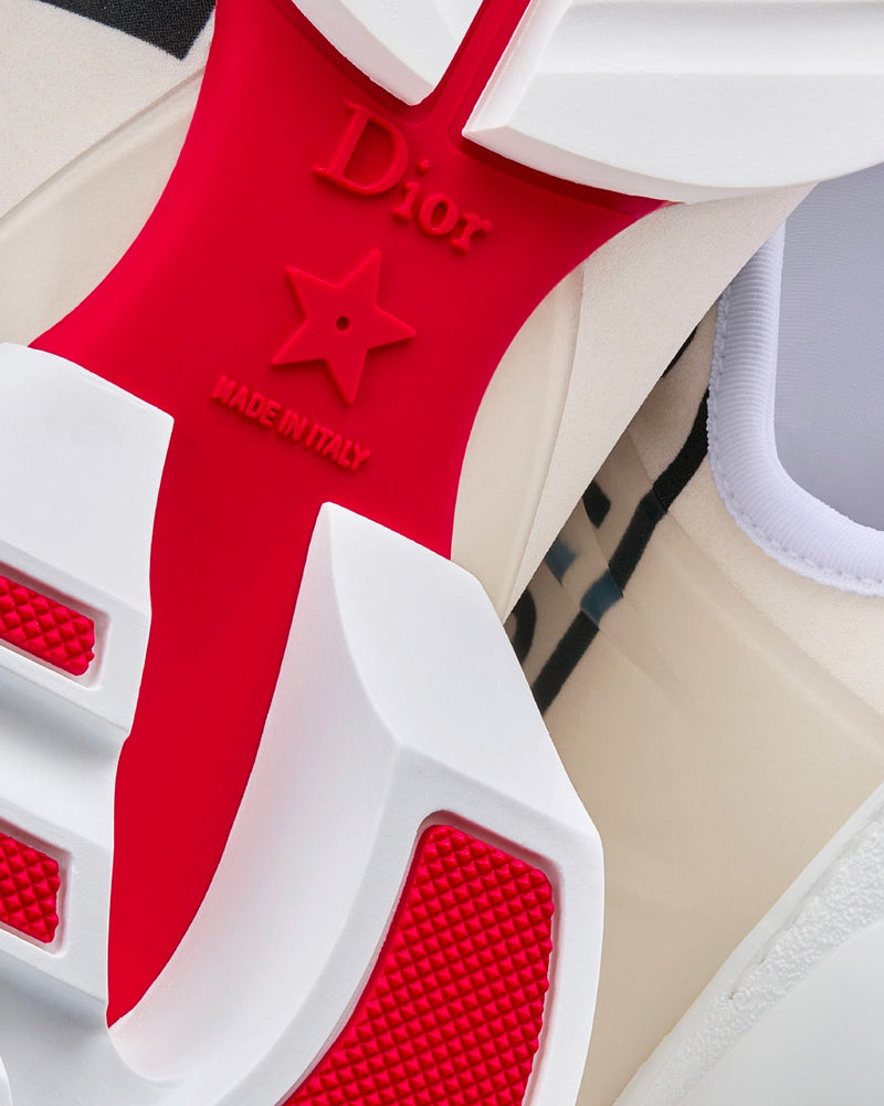 Dior D-Connect White Technical Fabric with Dior Union Print Low Top Sneakers - 5