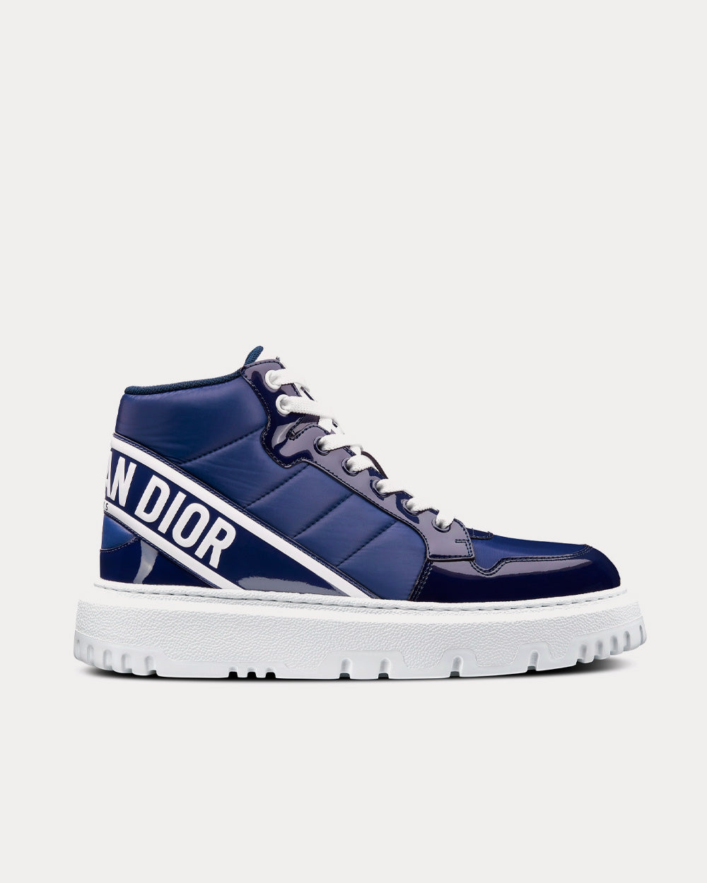 B57 Mid-Top Sneaker Navy Blue and White Smooth Calfskin with Beige and  Black Dior Oblique Jacquard