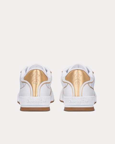 Dior One White and Gold-Tone Dior Oblique Perforated Calfskin Low Top Sneakers