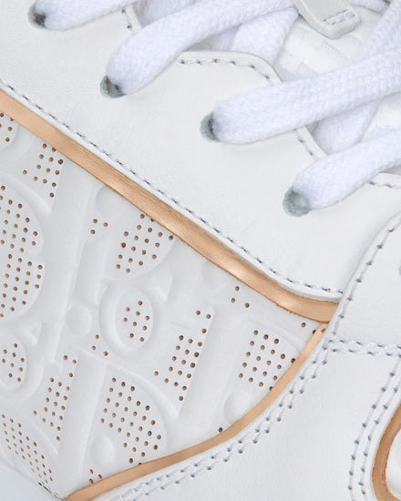 Dior Dior One White and Gold-Tone Dior Oblique Perforated Calfskin Low Top Sneakers - 6
