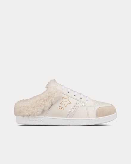 Dior Dior Star White Calfskin and Shearling Low Top Sneakers - 1