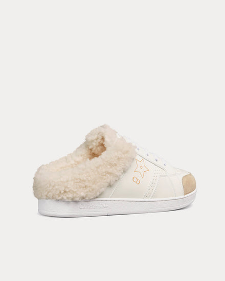 Dior Dior Star White Calfskin and Shearling Low Top Sneakers - 4