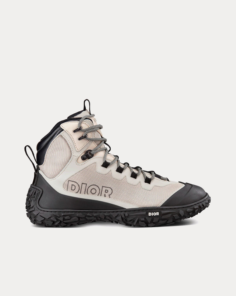 Dior Diorizon Hiking Ankle Boot Gray Technical Mesh and Black Rubber High Top Sneakers - 1