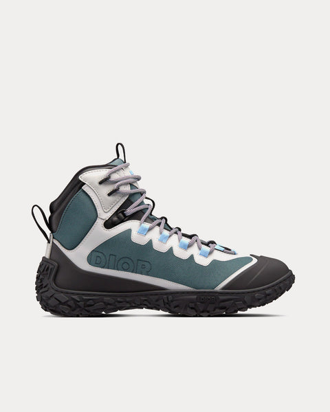 Diorizon Hiking Ankle Boot Green-Gray Technical Mesh and Black Rubber High Top Sneakers